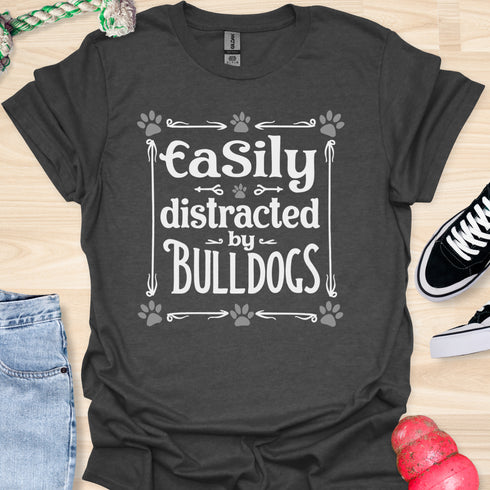 Easily distracted by bulldogs - V4 - Vintage Poster T-Shirt